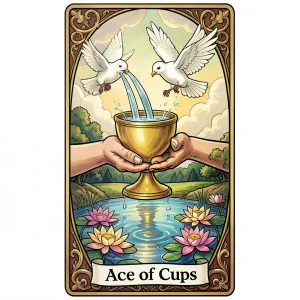 The Ace of Cups tarot card from the Rider-Waite-Smith deck