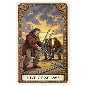 The Five of Swords tarot card from the Rider-Waite-Smith deck
