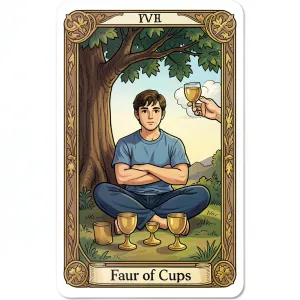 The Four of Cups tarot card from the Rider-Waite-Smith deck