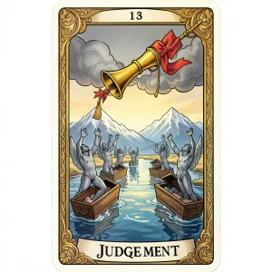 The Judgement tarot card from the Rider-Waite-Smith deck