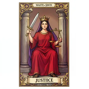 The Justice tarot card from the Rider-Waite-Smith deck