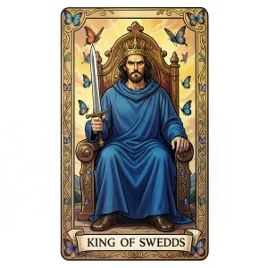 The King of Swords tarot card from the Rider-Waite-Smith deck