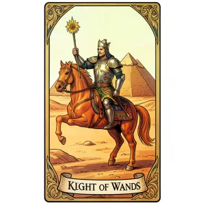 The Knight of Wands tarot card from the Rider-Waite-Smith deck