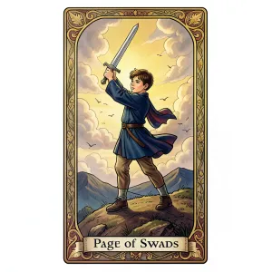 The Page of Swords tarot card from the Rider-Waite-Smith deck