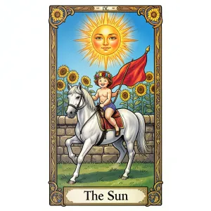 The The Sun tarot card from the Rider-Waite-Smith deck