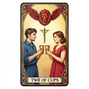The Two of Cups tarot card from the Rider-Waite-Smith deck